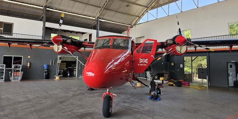 BAS Twin otter plane in hangar, Santarém