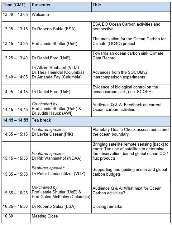 Agenda for the OC4C workshop 2026